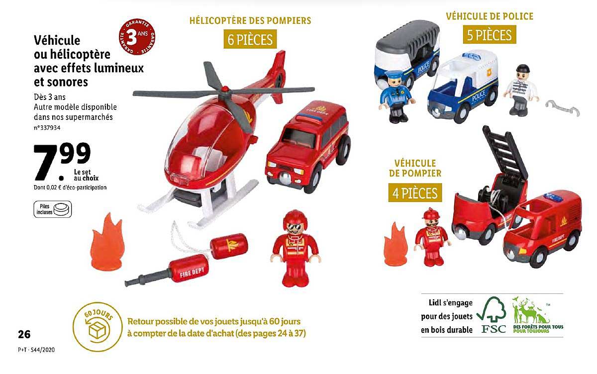 véhicule ou hélicoptère avec effets lumineux et sonores