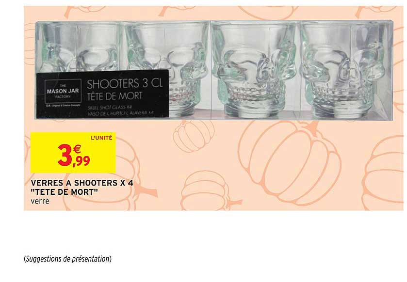 verres à shooters x 4 "tête de mort"