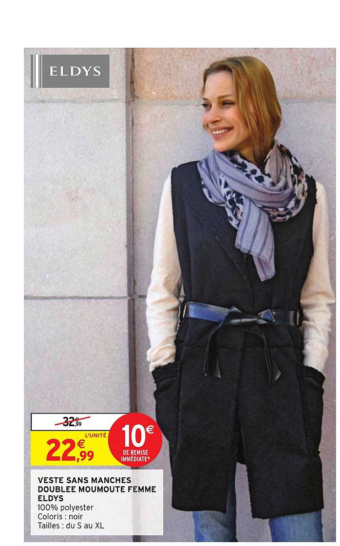 veste sans manches doublée moumoute femme eldys