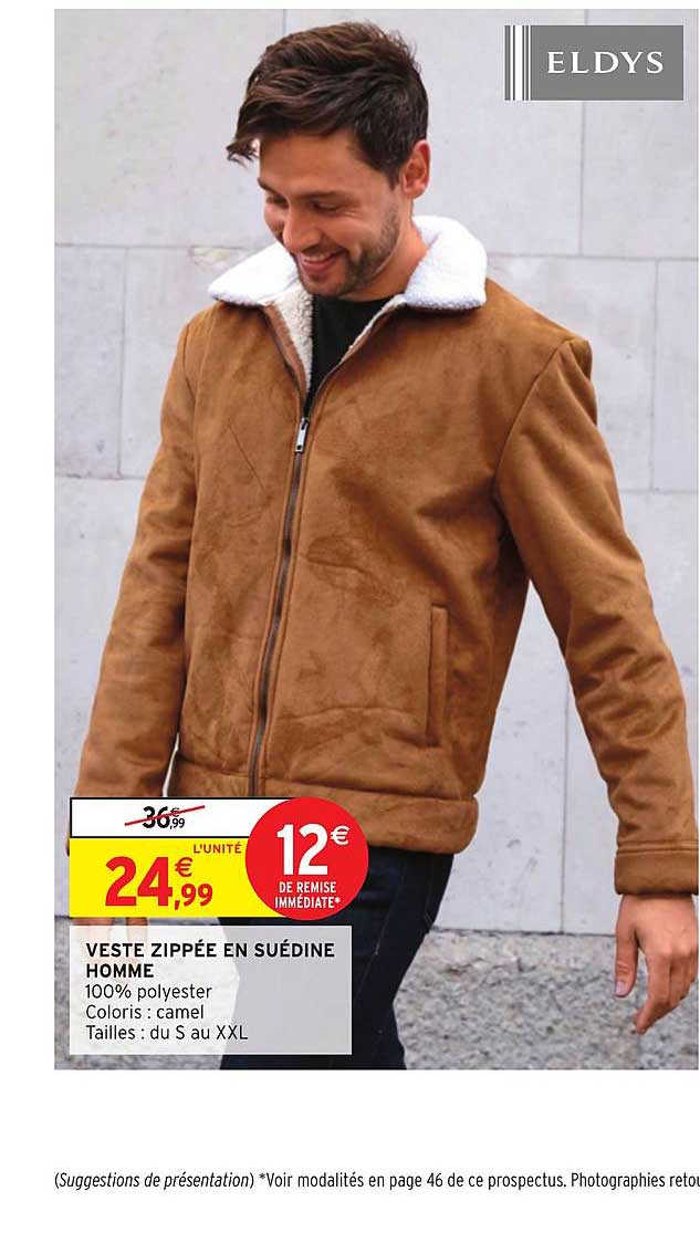 veste zippée en suédine homme eldys