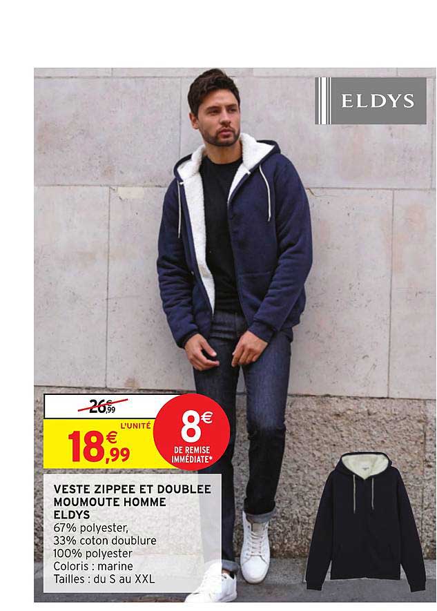 veste zippée et doublée moumoute homme eldys