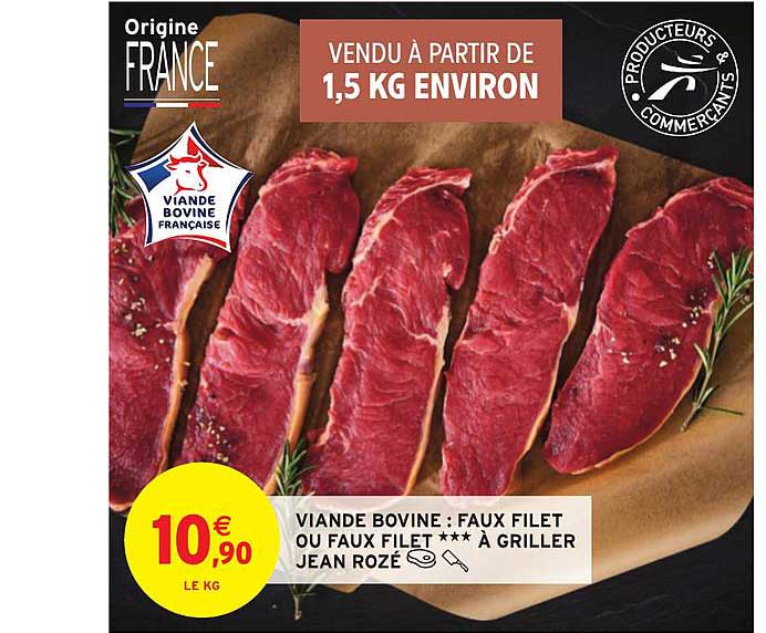 viande bovine : faux filet ou faux filet à griller jean rozé
