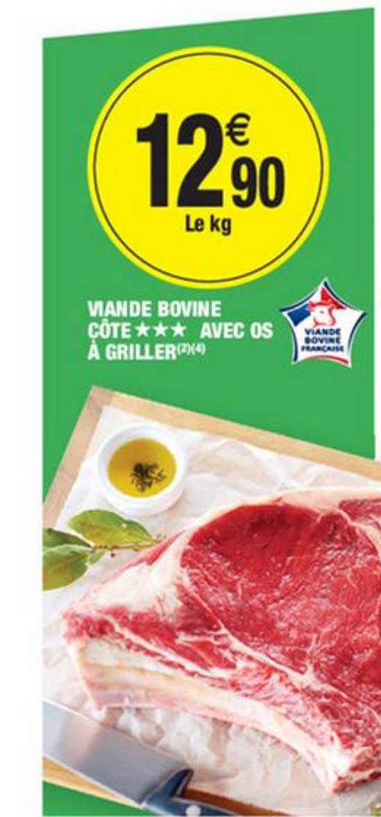 Viande Bovine Côte Avec Os à Griller