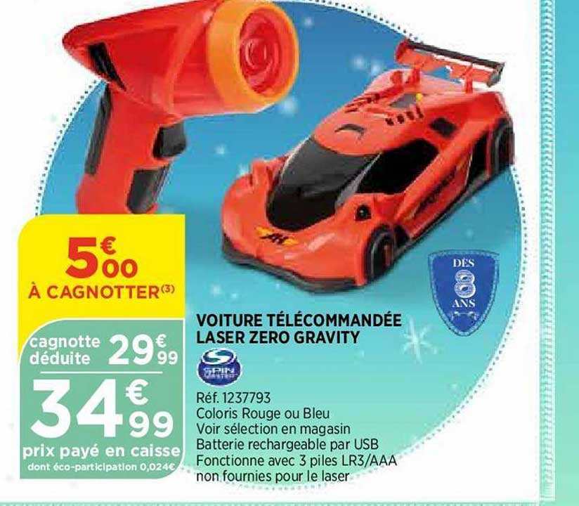 voiture télécommandée laser zero gravity spin master
