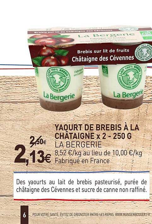 Yaourt De Brebis à La Châtaigne X 2 La Bergerie
