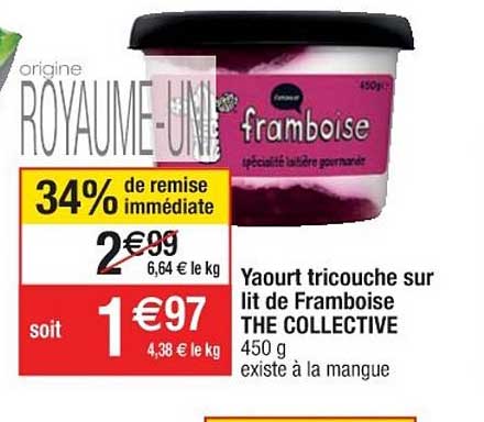 yaourt tricouche sur lit de framboise the collective 34% remise immédiate
