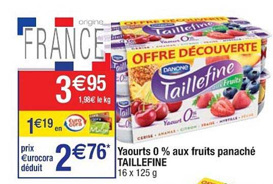 Yaourts 0% Aux Fruits Panaché Taillefine