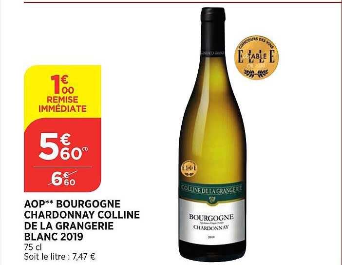 aop bourgogne chardonnay colline de la grangerie blanc 2019