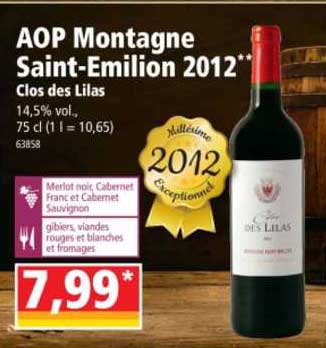 aop montagne saint-emilion 2012 clos des lilas