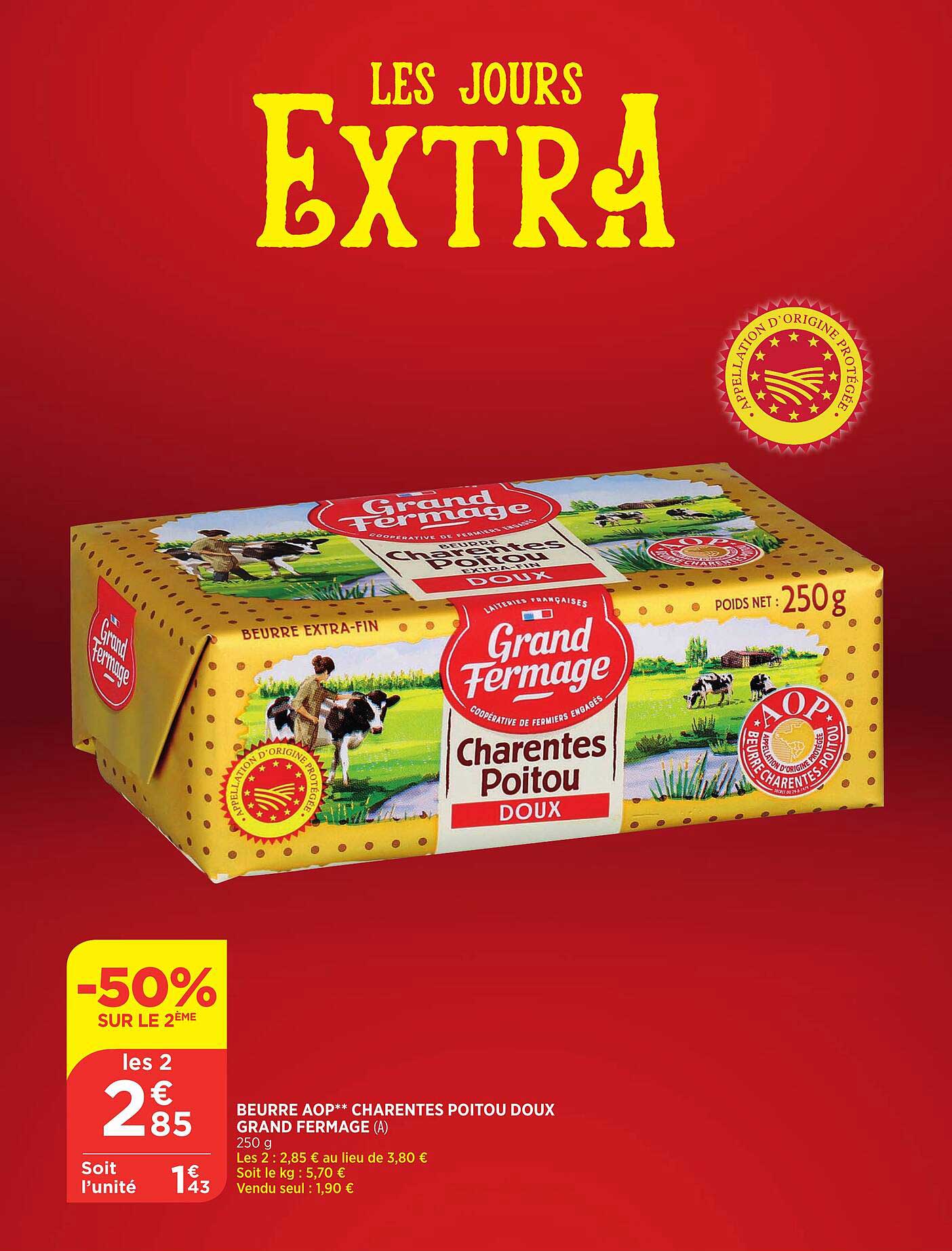 Beurre Aop Charentes Poitou Doux Grand Fermage