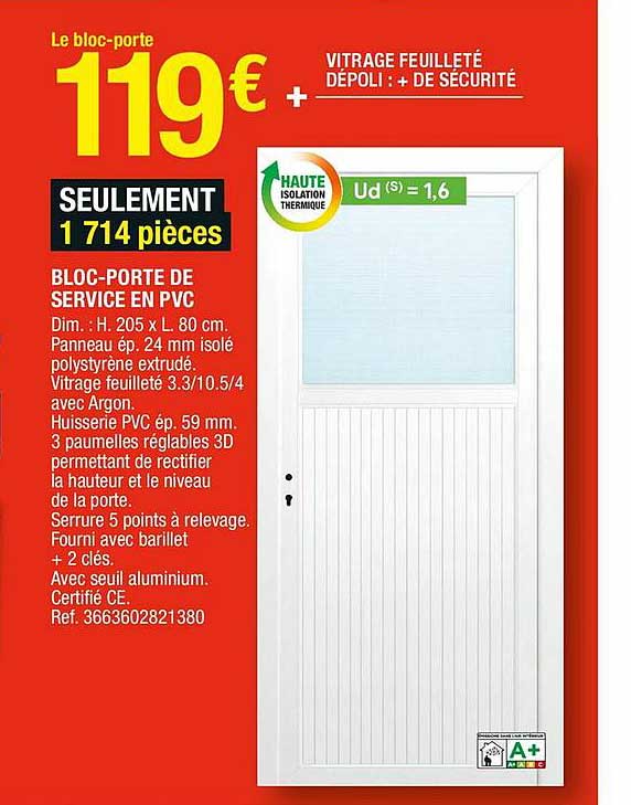 bloc-porte de service en pvc