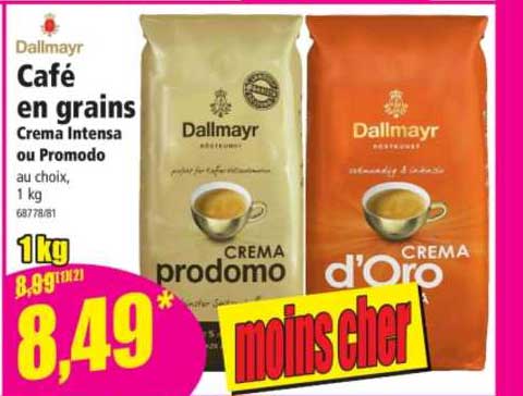 café en grains cream intensa ou promodo dallmayr