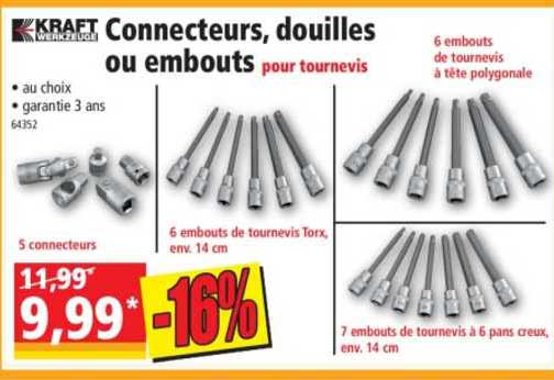 connecteurs, douilles ou embouts pour tournevis kraft