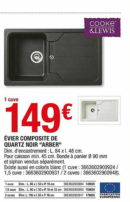 évier Composite De Quartz Noir "arber"