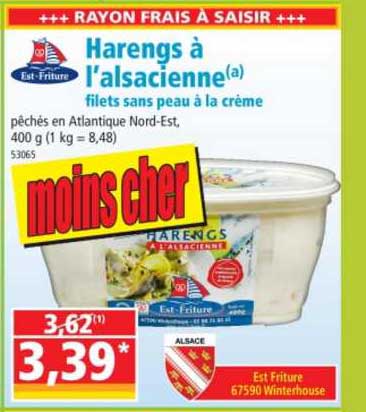 harengs à l'alsacienne filets sans peau à la crème