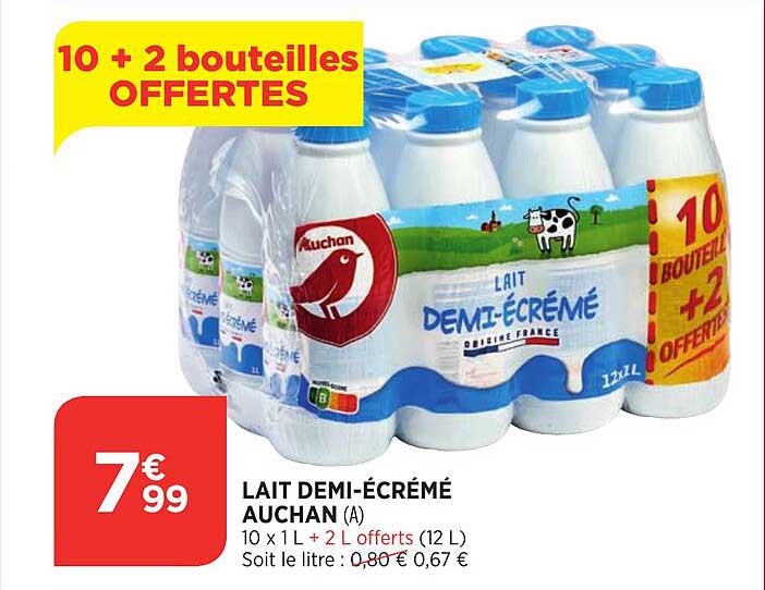 lait demi-écrémé auchan