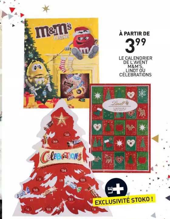 le calendrier de l'avent m&m's lindt ou célébrations