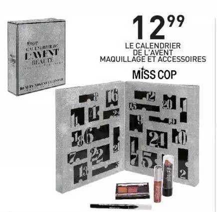 le calendrier de l'avent maquillage et accessoires miss cop