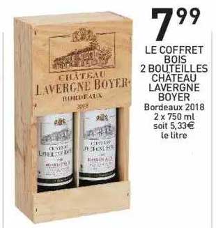 le coffret bois 2 bouteilles château lavergne boyer
