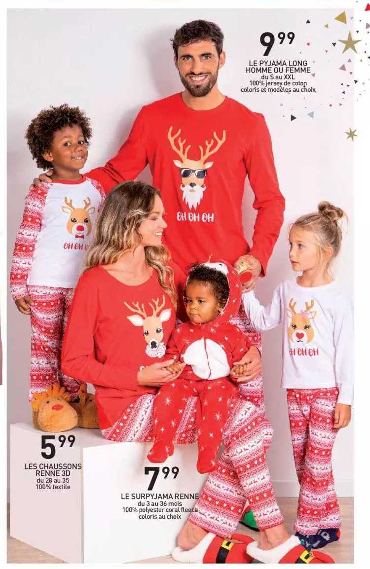 le pyjama long homme ou femme, les chaussons renne 3d, le surpyjama renne