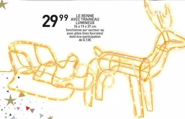 le renne avec traineau lumineux