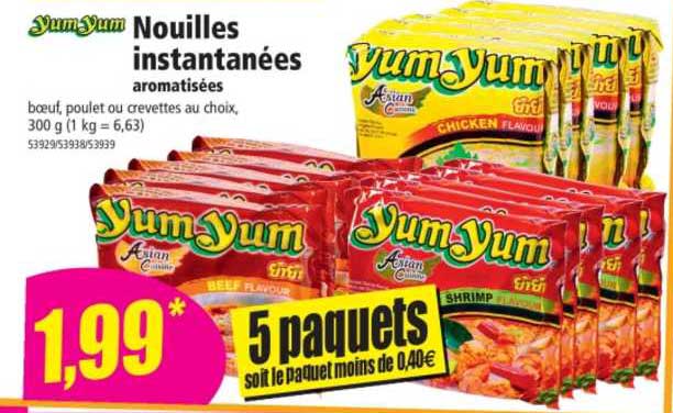 nouilles instantanées aromatisées yum yum