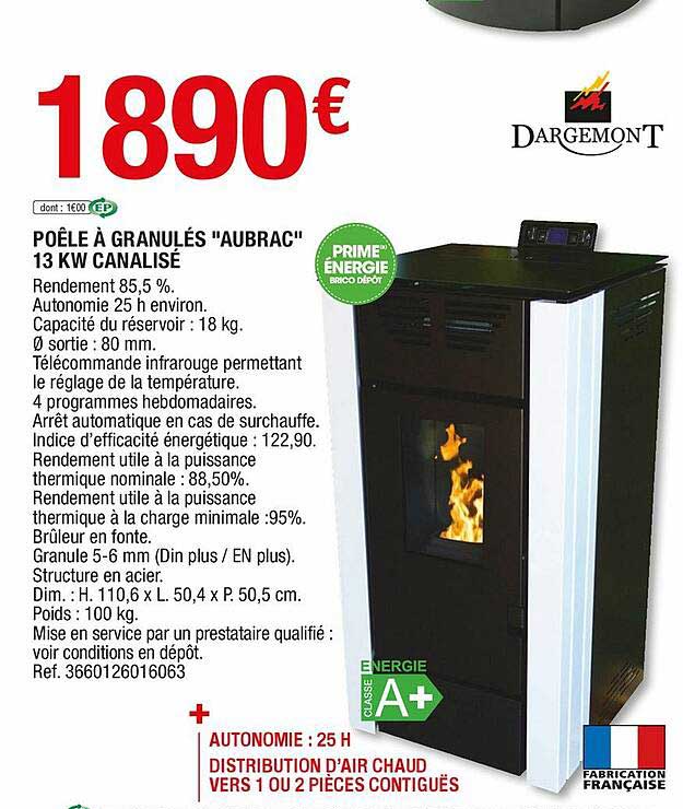 poêle à granulés "aubrac" 13 kw canalisé