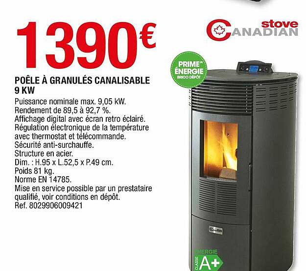 poêle à granulés canalisable 9 kw stove canadian