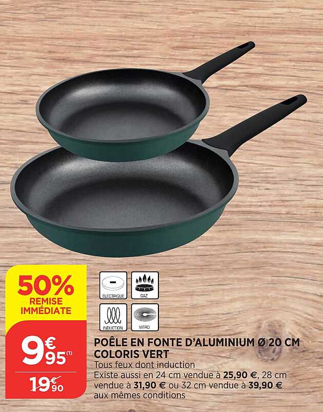 poêle en fonte d'aluminium ø 20 cm coloris vert