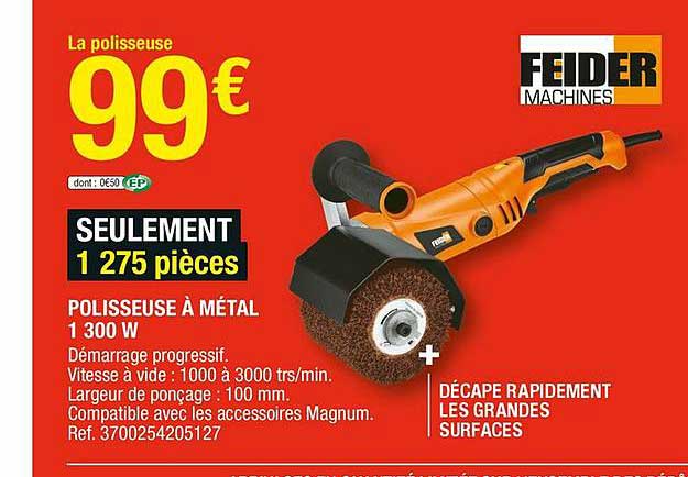 polisseuse à métal 1 300 w feider machines