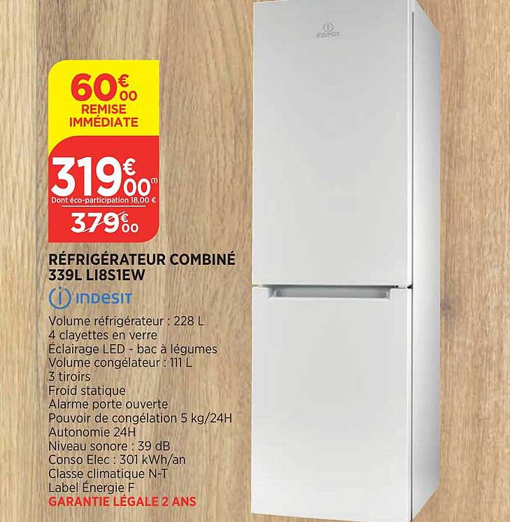 réfrigérateur combiné 339l li8s1ew indesit