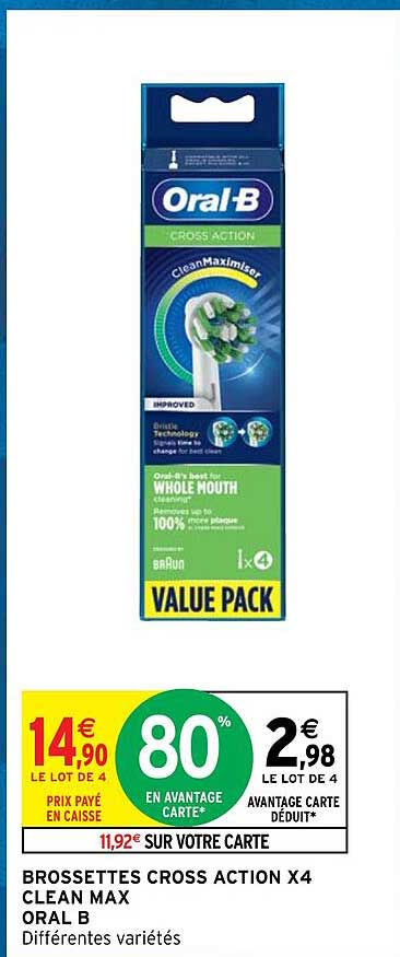 brossettes cross action x4 clean max oral b