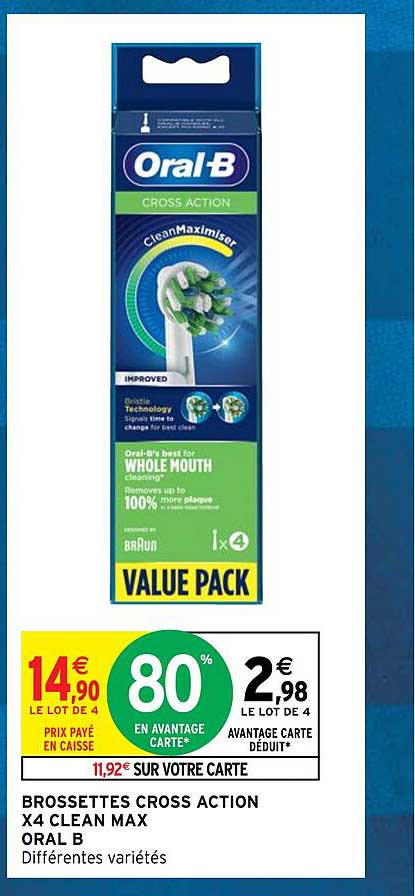 brossettes cross action x4 clean max oral b
