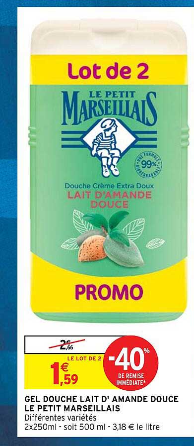 gel douche lait d'amande douce le petit marseillais