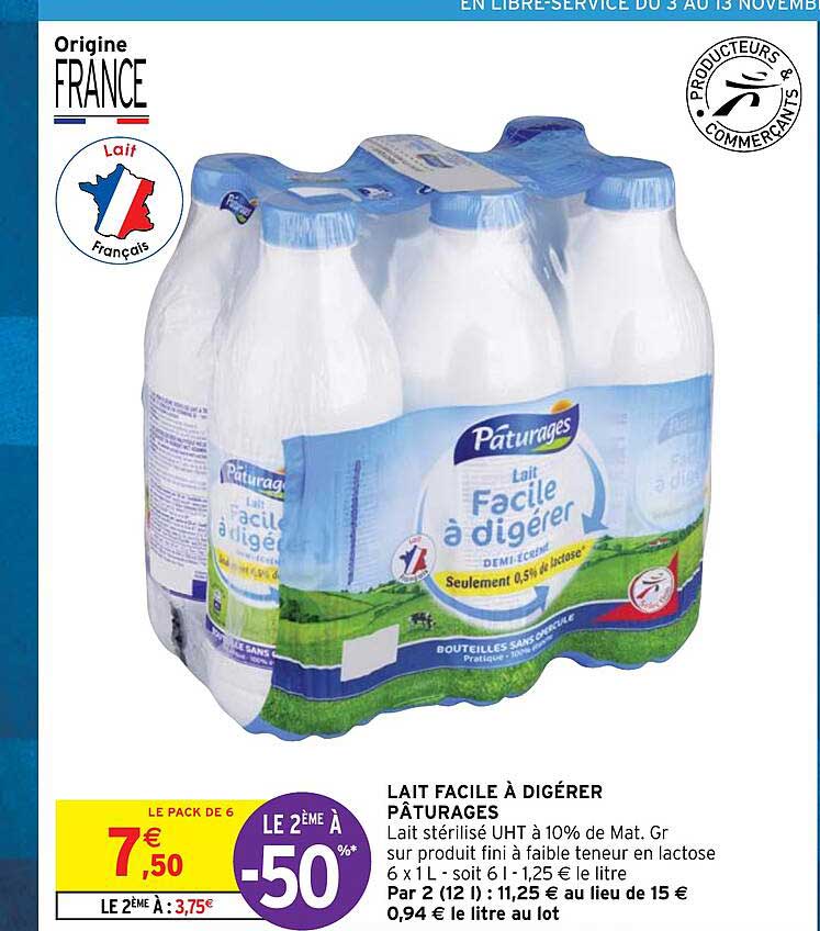 lait facile à digérer pâturages