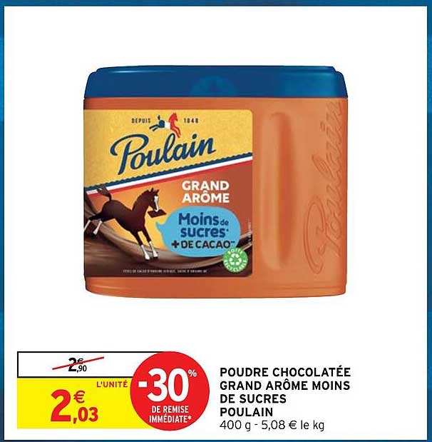 poudre chocolatée grand arôme moins poulain