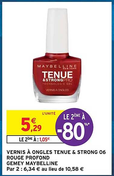 vernis à ongles tenue & strong 06 rouge profond gemey maybelline