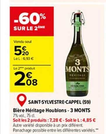 bière héritage houblons - 3 monts