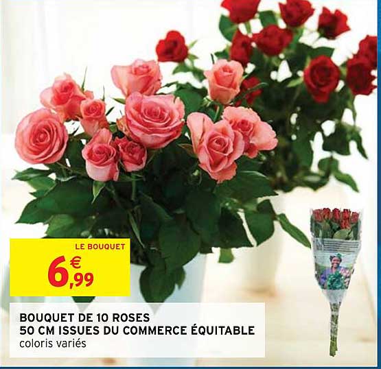 bouquet de 10 roses 50 cm issues du commerce équitable