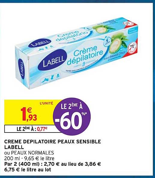 crème dépilatoire peaux sensible labell