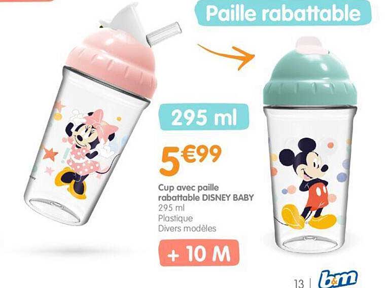 cup avec paille rabattable disney baby