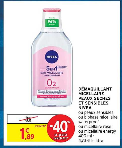 démaquillant micellaire peaux sèches et sensibles nivea