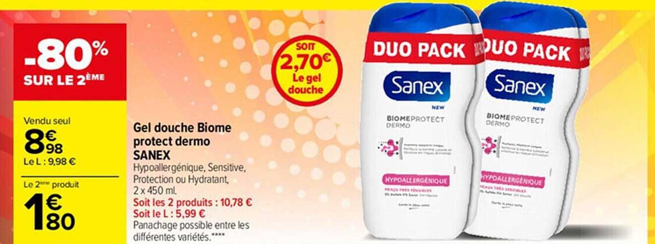 gel douche biome protect dermo sanex