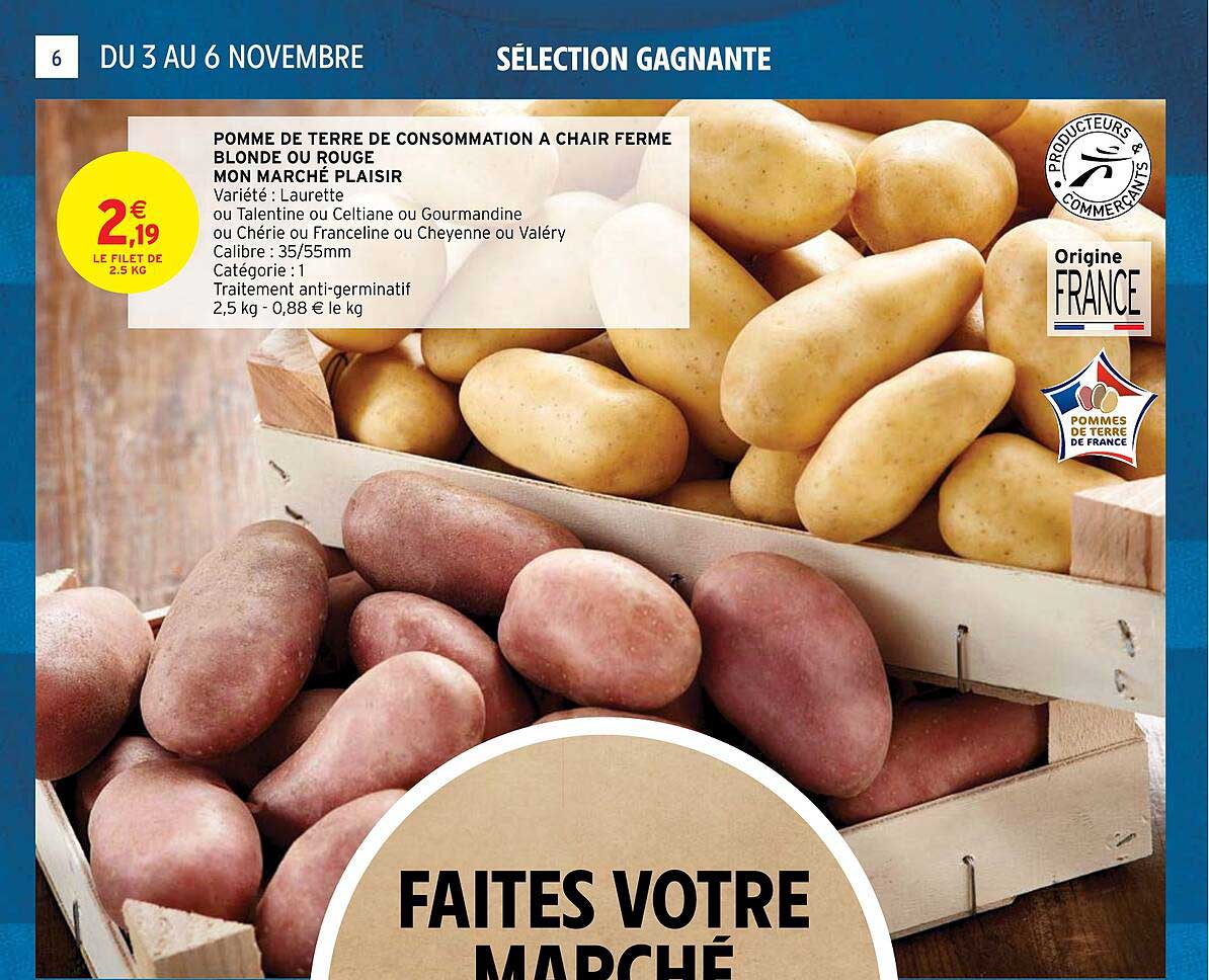 Pomme De Terre De Consommation à Chair Ferme Blonde Ou Rouge Mon Marché Plaisir