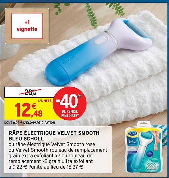 râpe électrique velvet smooth bleu scholl