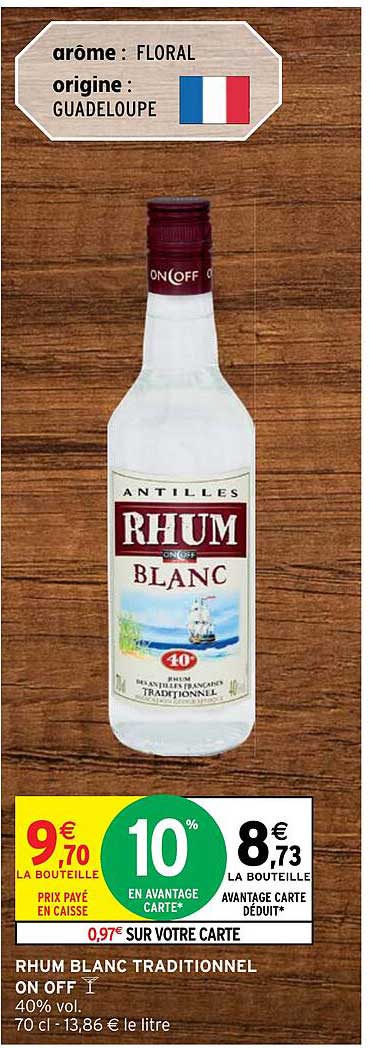 rhum blanc traditionnel on off
