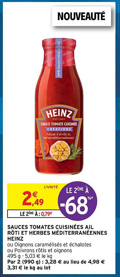 sauces tomates cuisinées ail rôti et herbes méditerranéennes heinz