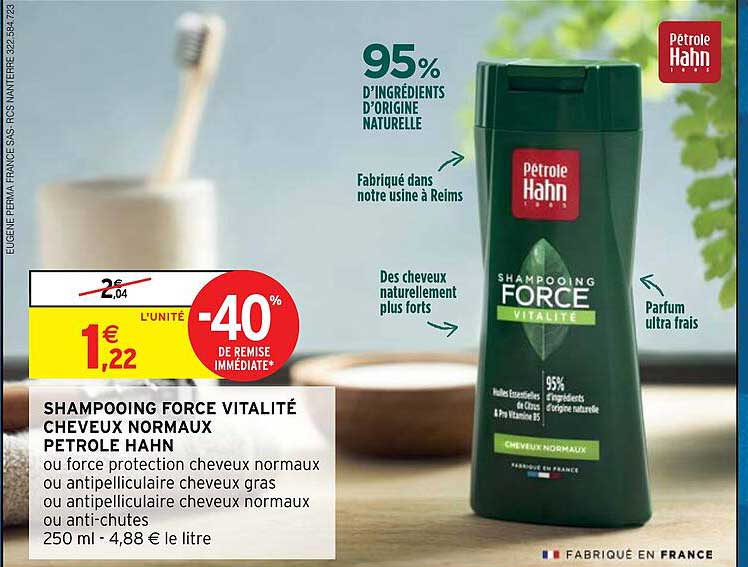 shampooing force vitalité cheveux normaux pétrole hahn