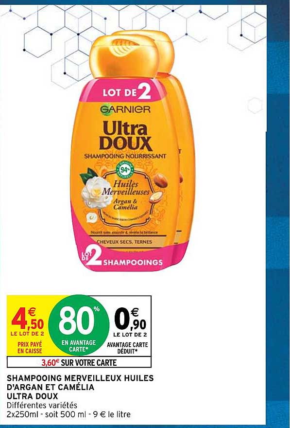 shampooing merveilleux huiles d'argan et camélia ultra doux