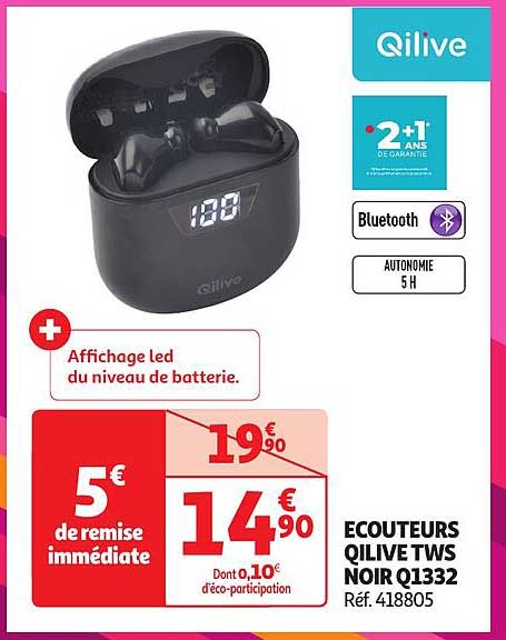 écouteurs qilive tws noir q1332